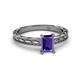 2 - Rachel Classic 7x5 mm Emerald Shape Iolite Solitaire Engagement Ring 