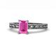 1 - Rachel Classic 7x5 mm Emerald Shape Pink Sapphire Solitaire Engagement Ring 