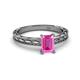 2 - Rachel Classic 7x5 mm Emerald Shape Pink Sapphire Solitaire Engagement Ring 