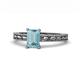 1 - Rachel Classic 7x5 mm Emerald Shape Aquamarine Solitaire Engagement Ring 