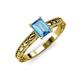3 - Rachel Classic 7x5 mm Emerald Shape Blue Topaz Solitaire Engagement Ring 