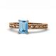 1 - Rachel Classic 7x5 mm Emerald Shape Blue Topaz Solitaire Engagement Ring 