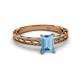 2 - Rachel Classic 7x5 mm Emerald Shape Blue Topaz Solitaire Engagement Ring 