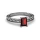 2 - Rachel Classic 7x5 mm Emerald Shape Red Garnet Solitaire Engagement Ring 