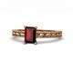 1 - Rachel Classic 7x5 mm Emerald Shape Red Garnet Solitaire Engagement Ring 