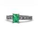 1 - Rachel Classic 7x5 mm Emerald Shape Emerald Solitaire Engagement Ring 