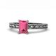1 - Rachel Classic 7x5 mm Emerald Shape Pink Tourmaline Solitaire Engagement Ring 