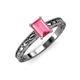 3 - Rachel Classic 7x5 mm Emerald Shape Pink Tourmaline Solitaire Engagement Ring 