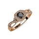 4 - Amy Desire 1.25 ctw Black Diamond Round (6.00 mm) & Natural Diamond Round (1.10 mm) Swirl Halo Engagement Ring 
