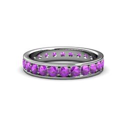 Livia Amethyst Eternity Band Amethyst Channel with Prong Set Womens Eternity Ring Stackable ctw Platinum