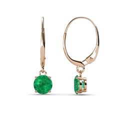 Grania Emerald Solitaire Dangling Earrings Emerald ctw Four Prong Womens Solitaire Drop and Dangle Earrings K Rose Gold