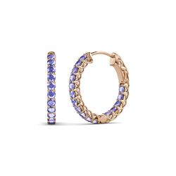 Amara Tanzanite Hoop Earrings Tanzanite Inside Out Womens Hoop Earrings with Side Gallery Work ctw K Rose Gold