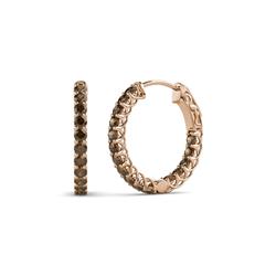 Amara Smoky Quartz Hoop Earrings Smoky Quartz Inside Out Womens Hoop Earrings with Side Gallery Work ctw K Rose Gold