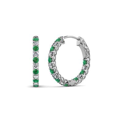 Amara Emerald and Diamond Hoop Earrings