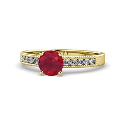 Ronia Classic Ruby and Diamond Engagement Ring Ruby and Diamond Womens Engagement Ring with Milgrain Work ctw K Yellow Gold