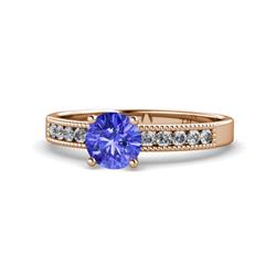 Ronia Classic Tanzanite and Diamond Engagement Ring Tanzanite and Diamond Womens Engagement Ring with Milgrain Work ctw K Rose Gold