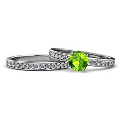 Salana Classic Peridot and Diamond Bridal Set Ring Peridot and Diamond Womens Engagement Ring Matching Diamond Band ctw K White Gold