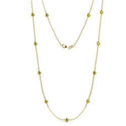 Asta 11Stn Yellow Diamond on Cable Necklace Stone Yellow Diamond ctw Womens Station Necklace K Yellow Gold