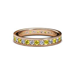 Livia Yellow and White Diamond Eternity Band Yellow and White Diamond Womens Eternity Ring Stackable ctw K Rose Gold