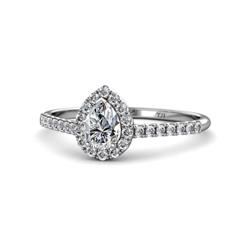 Arella Desire Pear Cut Diamond Halo Engagement Ring Pear Cut x Diamond Womens Halo Engagement Ring ctw K White Gold