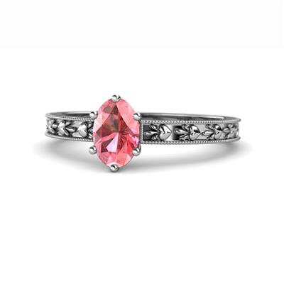 Niah Classic x Oval Shape Pink Tourmaline Solitaire Engagement Ring