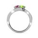 4 - Eleni Rhodolite Garnet and Peridot with Side Diamonds Bypass Ring 