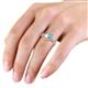 6 - Eleni White Sapphire and Blue Topaz with Side Diamonds Bypass Ring 