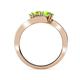 4 - Eleni Peridot with Side Diamonds Bypass Ring 