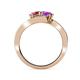 4 - Eleni Rhodolite Garnet and Amethyst with Side Diamonds Bypass Ring 