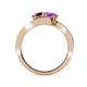 4 - Eleni Red Garnet and Amethyst with Side Diamonds Bypass Ring 