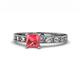 1 - Niah Classic 5.50 mm Princess Cut Pink Tourmaline Solitaire Engagement Ring 