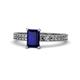 1 - Janina Classic Emerald Cut Blue Sapphire Solitaire Engagement Ring 