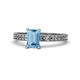 1 - Janina Classic Emerald Cut Blue Topaz Solitaire Engagement Ring 