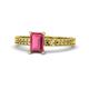 1 - Janina Classic Emerald Cut Rhodolite Garnet Solitaire Engagement Ring 