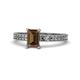 1 - Janina Classic Emerald Cut Smoky Quartz Solitaire Engagement Ring 