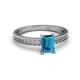 2 - Janina Classic Emerald Cut London Blue Topaz Solitaire Engagement Ring 