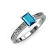 3 - Janina Classic Emerald Cut London Blue Topaz Solitaire Engagement Ring 