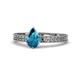 1 - Janina Classic Pear Cut London Blue Topaz Solitaire Engagement Ring 