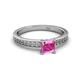 2 - Janina Classic Princess Cut Lab Created Pink Sapphire Solitaire Engagement Ring 