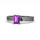 1 - Maren Classic 7x5 mm Emerald Cut Amethyst Solitaire Engagement Ring 