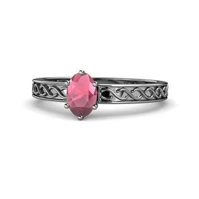 Maren Classic x Oval Shape Rhodolite Garnet Solitaire Engagement Ring