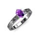 3 - Maren Classic 7x5 mm Oval Shape Amethyst Solitaire Engagement Ring 