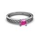 2 - Maren Classic 5.5 mm Princess Cut Lab Created Pink Sapphire Solitaire Engagement Ring 