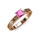 3 - Maren Classic 5.5 mm Princess Cut Lab Created Pink Sapphire Solitaire Engagement Ring 