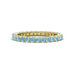 Ellen Aquamarine Eternity Band Aquamarine U Prong with Milgrain Womens Eternity Ring Stackable ctw K Yellow Gold