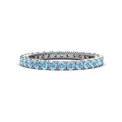 Ellen Aquamarine Eternity Band Aquamarine U Prong with Milgrain Womens Eternity Ring Stackable ctw K White Gold