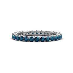 Ellen Blue Diamond Eternity Band Blue Diamond U Prong with Milgrain Womens Eternity Ring Stackable ctw Platinum