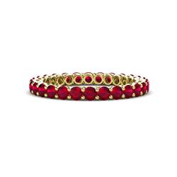 Tiffany Ruby Eternity Band Ruby Side Gallery Shared Prong Womens Eternity Ring Stackable ctw K Yellow Gold