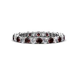 Tiffany Red Garnet and Diamond Eternity Band Red Garnet and Diamond Womens Eternity Ring Stackable ctw K White Gold