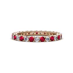 Ellen Ruby and Diamond Eternity Band Ruby and Diamond U Prong Womens Eternity Ring Stackable ctw K Rose Gold